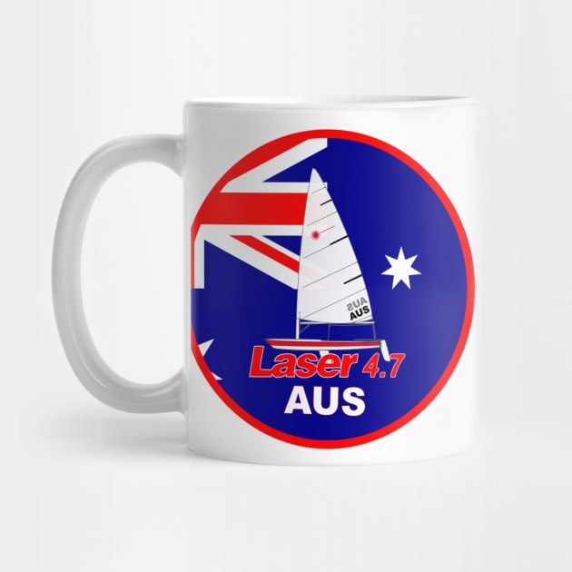 Laser sailboat on flag Australia by Regatta Merch